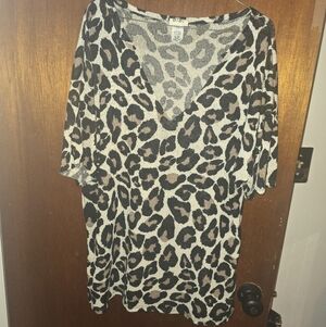 BiBi Black and Brown Leopard Print Blouse